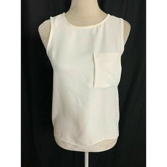 Zara Womens Solid White Crew Neck Tank Top Blouse Xs - Picture 1 of 7